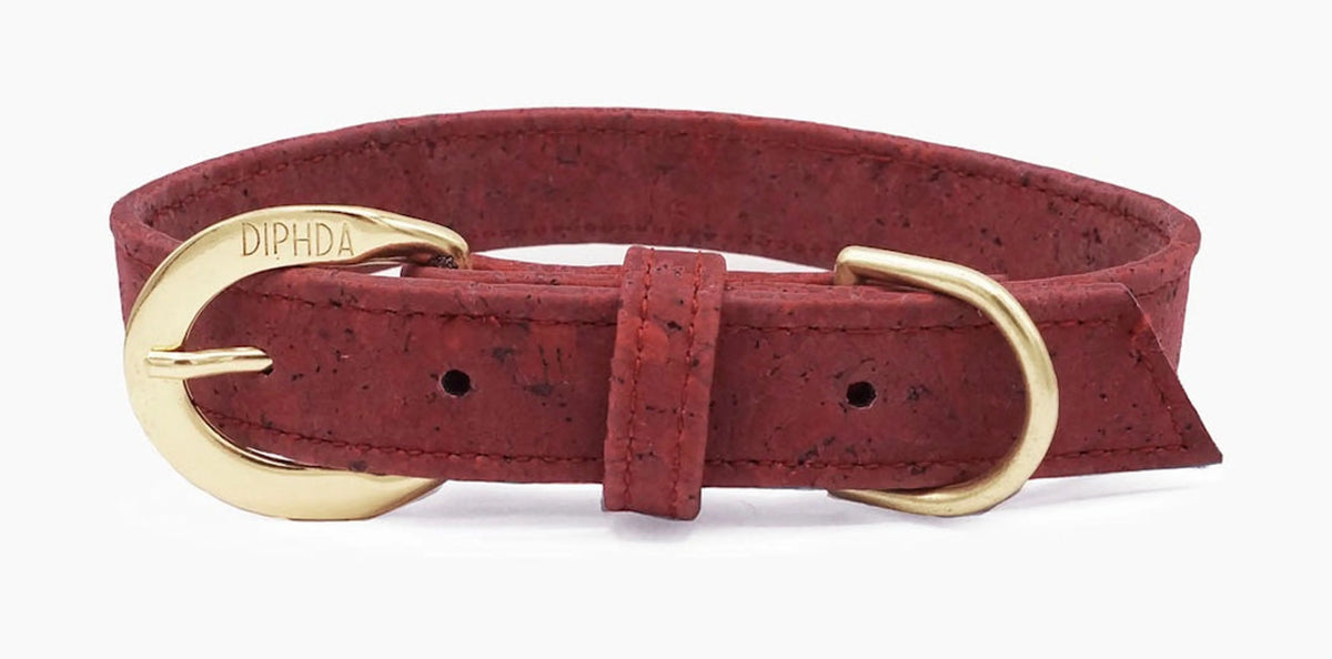 Ruby Red Cork Leather Collar