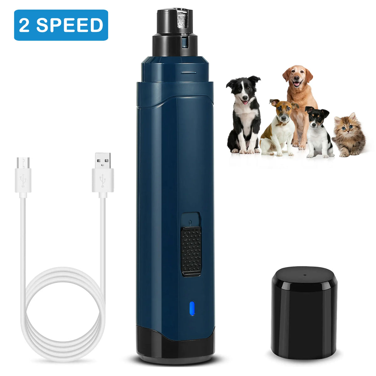 Dog Nail Grinder 2 Speeds Quiet USB Rechargeable Pet
